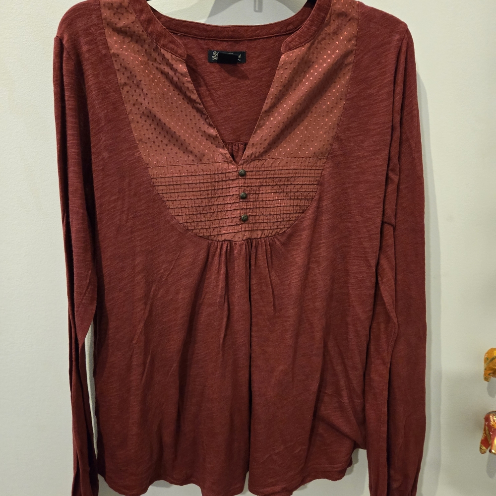 Lucky Brand Rust Long Sleeve Blouse